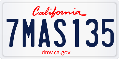 CA license plate 7MAS135