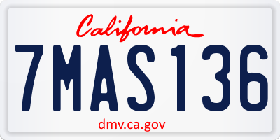 CA license plate 7MAS136