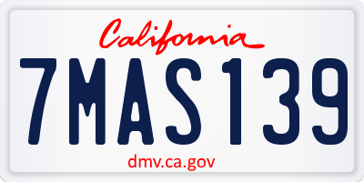 CA license plate 7MAS139