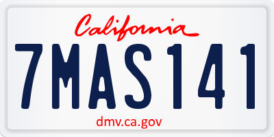 CA license plate 7MAS141