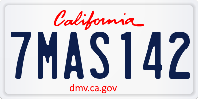 CA license plate 7MAS142