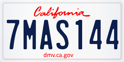 CA license plate 7MAS144