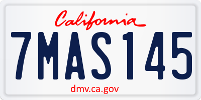CA license plate 7MAS145