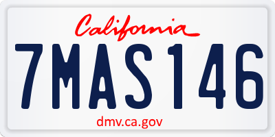CA license plate 7MAS146