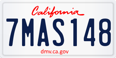 CA license plate 7MAS148