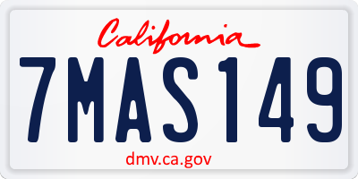 CA license plate 7MAS149