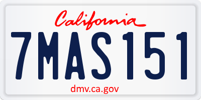 CA license plate 7MAS151