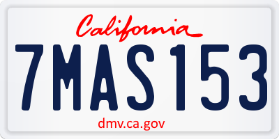 CA license plate 7MAS153