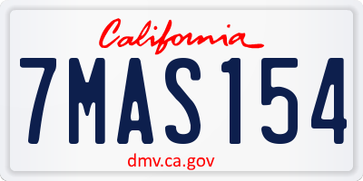 CA license plate 7MAS154