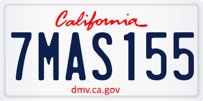 CA license plate 7MAS155
