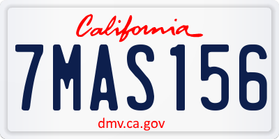 CA license plate 7MAS156