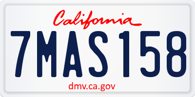 CA license plate 7MAS158