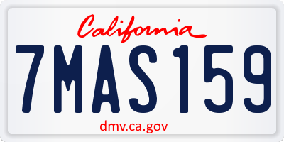 CA license plate 7MAS159