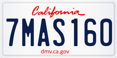 CA license plate 7MAS160