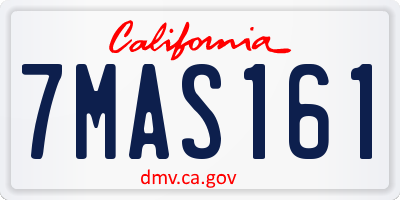 CA license plate 7MAS161