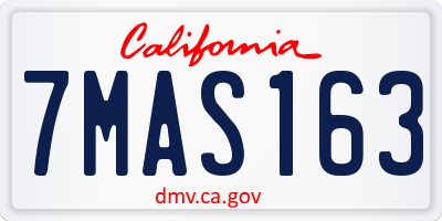 CA license plate 7MAS163