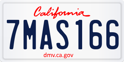 CA license plate 7MAS166