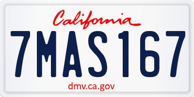 CA license plate 7MAS167