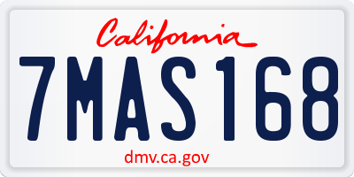 CA license plate 7MAS168