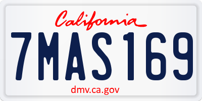 CA license plate 7MAS169