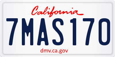 CA license plate 7MAS170