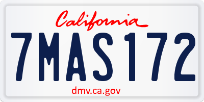CA license plate 7MAS172