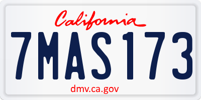 CA license plate 7MAS173