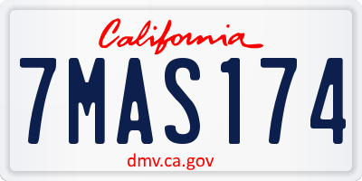 CA license plate 7MAS174