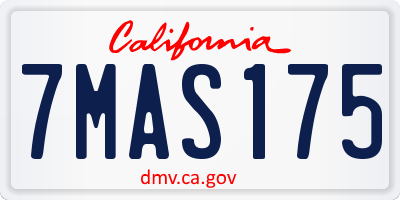 CA license plate 7MAS175