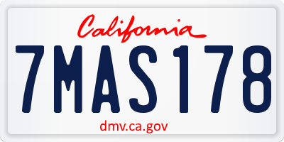CA license plate 7MAS178