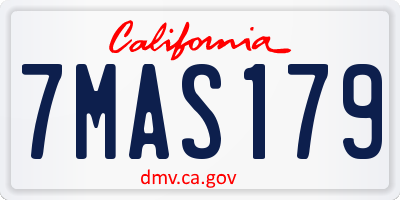 CA license plate 7MAS179