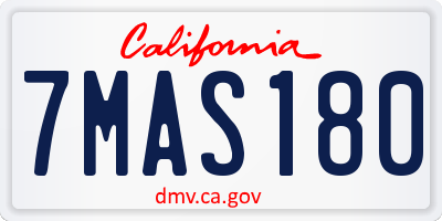 CA license plate 7MAS180