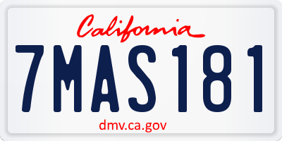 CA license plate 7MAS181