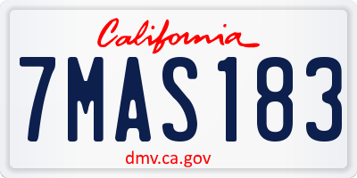 CA license plate 7MAS183