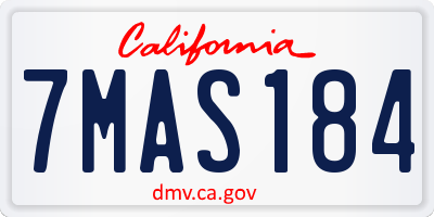 CA license plate 7MAS184