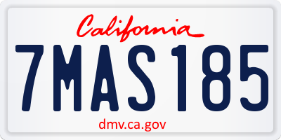 CA license plate 7MAS185