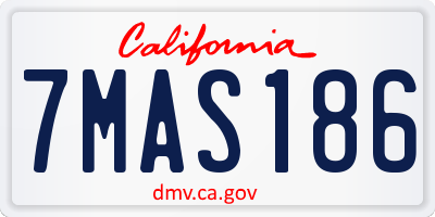CA license plate 7MAS186