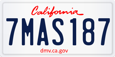 CA license plate 7MAS187
