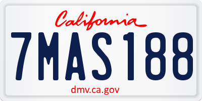 CA license plate 7MAS188