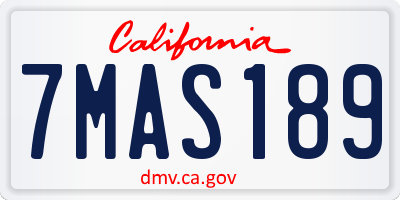 CA license plate 7MAS189