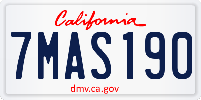 CA license plate 7MAS190