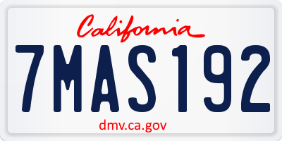 CA license plate 7MAS192