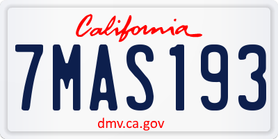 CA license plate 7MAS193