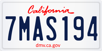 CA license plate 7MAS194