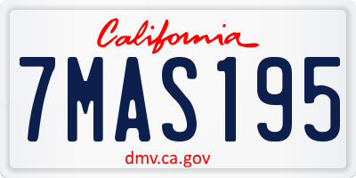 CA license plate 7MAS195