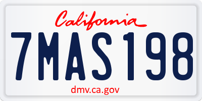 CA license plate 7MAS198