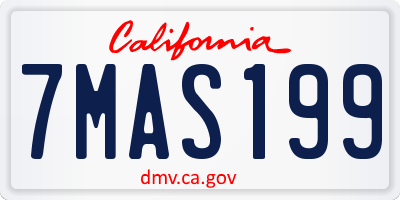 CA license plate 7MAS199