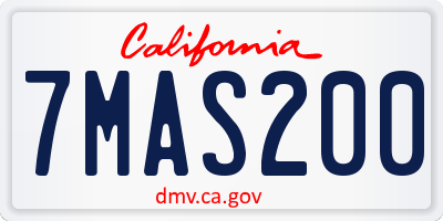 CA license plate 7MAS200