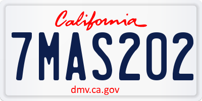 CA license plate 7MAS202