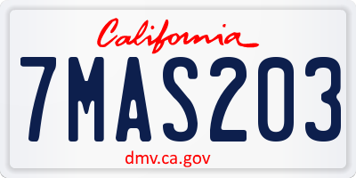 CA license plate 7MAS203